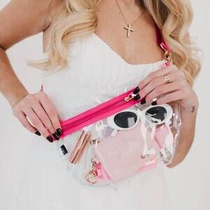 NEW PRETTY SIMPLE kehlani clear stadium bum bag in pink